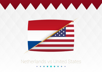 National football team Netherlands vs United States, Round of 16. Soccer 2022 match versus icon.