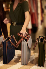 Naklejka premium Woman Buying Bag from New Collection