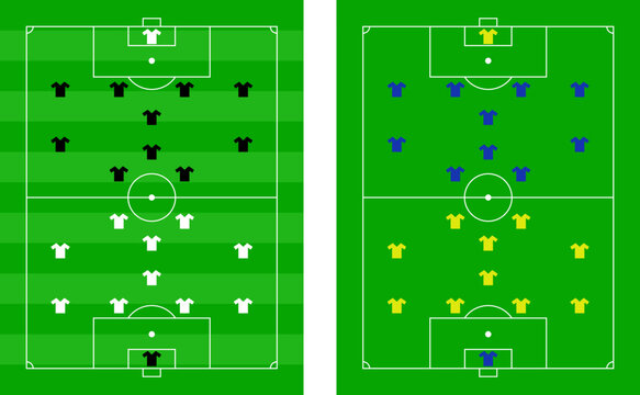 Football Pitch Vector Art. Soccer field football field vector image with teams players scheme.