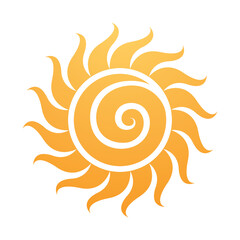 Curvy Yellow Sun Icon with a Spiral