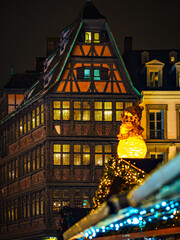 Christmas decorations in the streets of Strasbourg, the capital of Christmas. Christmas market.