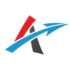 Freestyle Letter A with an Arrow in Black Red and Blue Colors