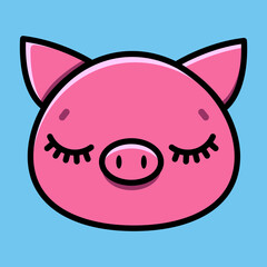 Cute cartoon illustration of a sleeping pig. Vector illustration
