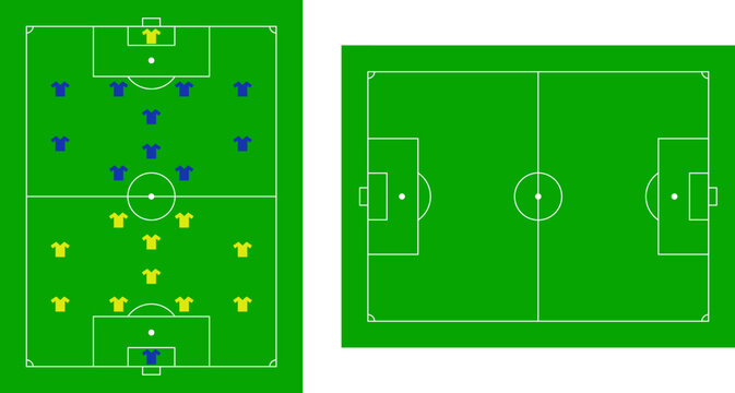 Football Pitch Vector Art. Soccer field football field vector image with teams players scheme.