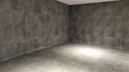 Space of shadow background made by light on concrete gray floor