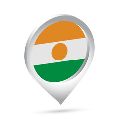 Niger flag 3d pin icon