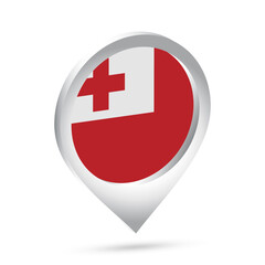 Tonga flag 3d pin icon