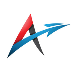 Spiky Shaded Letter A with a Diagonal Arrow in Black Red and Blue Colors