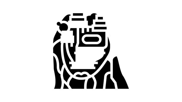 sigiriya on mountain glyph icon animation