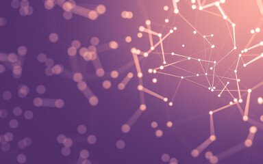 Abstract background. Molecules technology with polygonal shapes, connecting dots and lines. Connection structure. Big data visualization.