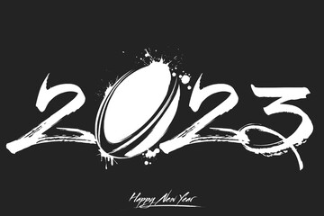 Happy New Year 2023 and rugby ball
