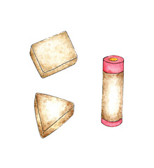 Watercolor illustration set of erasers. Eraser rubber. Erase and edit. 