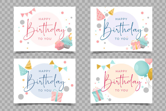 Vector colorful cute happy birthday to you greeting card. Sign label card for a gift box with text happy birthday to you. Printable template
