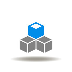 Vector illustration of 3d boxes or 3d cubes structure. Icon of SDK Software Development Kit. Symbol of blockchain.