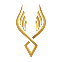 Golden Glossy Abstract Wings on a White Background - Icon 4