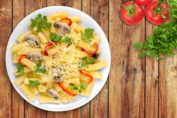 Tasty fresh noodle dish with sauce