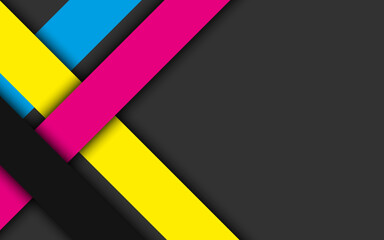 Cmyk abstract background with overlayed stripes. Modern cmyk print business design concept. Vector abstract illustration