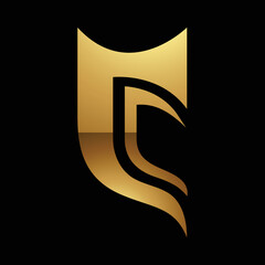 Golden Letter C Symbol on a Black Background - Icon 6