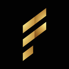 Golden Letter F Symbol on a Black Background - Icon 1