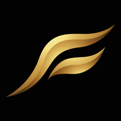 Golden Letter F Symbol on a Black Background - Icon 6