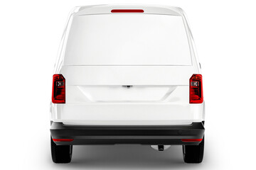 back view of mini van isolated on empty background for mockup
