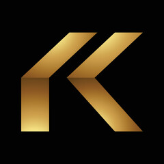 Golden Letter K Symbol on a Black Background - Icon 6