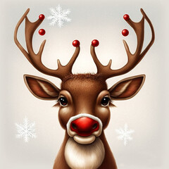rudolph the reindeer with red nose, illustration - obrazy, fototapety, plakaty