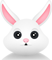 Cute white rabbit character, Easter bunny cartoon.