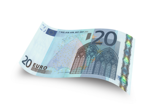 Close up twenty euro banknote
