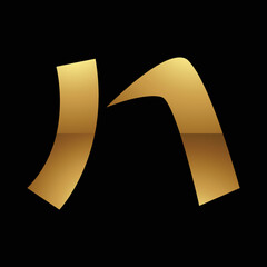 Golden Letter N Symbol on a Black Background - Icon 7