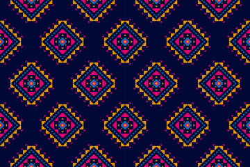 Ethnic Aztec pattern art. Geometric seamless pattern in tribal, folk embroidery, and Mexican style. Design for background, wallpaper, vector illustration, textile, fabric, clothing, carpet.