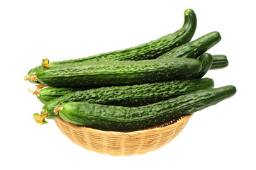Green cucumber on the white background 