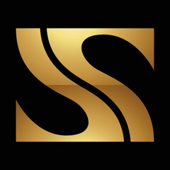 Golden Letter S Symbol on a Black Background - Icon 4