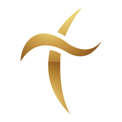 Fototapeta na wymiar Golden Letter T Symbol on a White Background - Icon 8