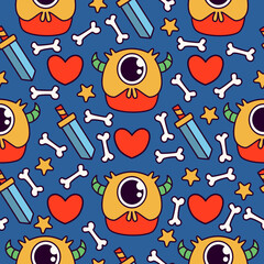 Halloween doodle cartoon illustration pattern design
