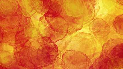 Orange abstract background with grunge texture, watercolor paint stains with copy space for text