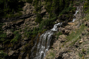 Fototapeta na wymiar Waterfall Views at Goat Lake Waterton National Park 