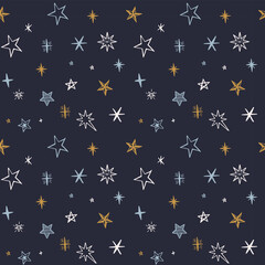 many star shapes seamless pattern Gift Wrap background wallpaper retro old line art etching vector