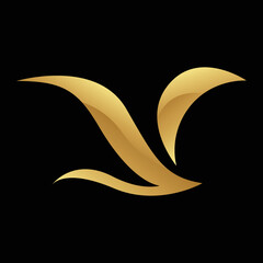 Golden Soft Wings Icon on a Black Background