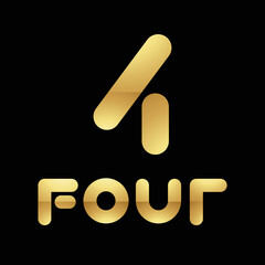 Golden Symbol for Number 4 on a Black Background - Icon 5