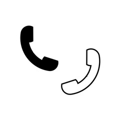 Modern button with black handsets. Call symbol. Customer support website. Internet communication. Vector illustration. stock image.
