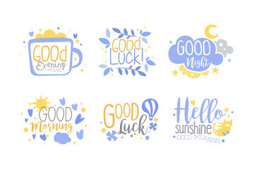 Motivational and Greeting Quote and Inscription as Inspiration Typography Vector Set