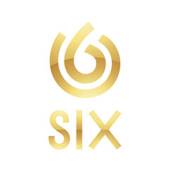 Golden Symbol for Number 6 on a White Background - Icon 4