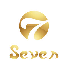 Golden Symbol for Number 7 on a White Background - Icon 4