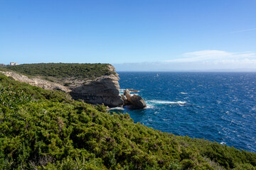 Fototapeta na wymiar Bonifacio coast line, falaises de Bonifacio, Corsica, Corse, France