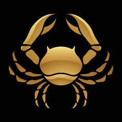Golden Zodiac Sign Cancer on a Black Background