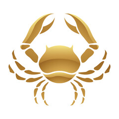 Golden Zodiac Sign Cancer on a White Background