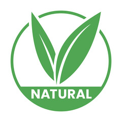 Natural Round Icon with Green Leaves - Icon 2