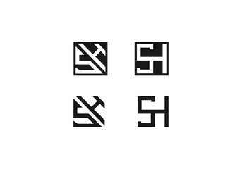 logo letter initial SH or HS initial company icon business logo background illustration