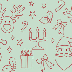 Seamless pattern with Christmas ornament items for wrapping paper, card,napskin ,textile etc
